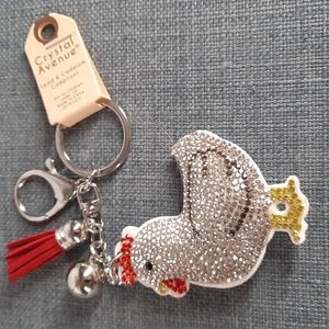 Chicken Hen Crystal Rhinestone Keychain Purse Charm Backpack Clip Gift